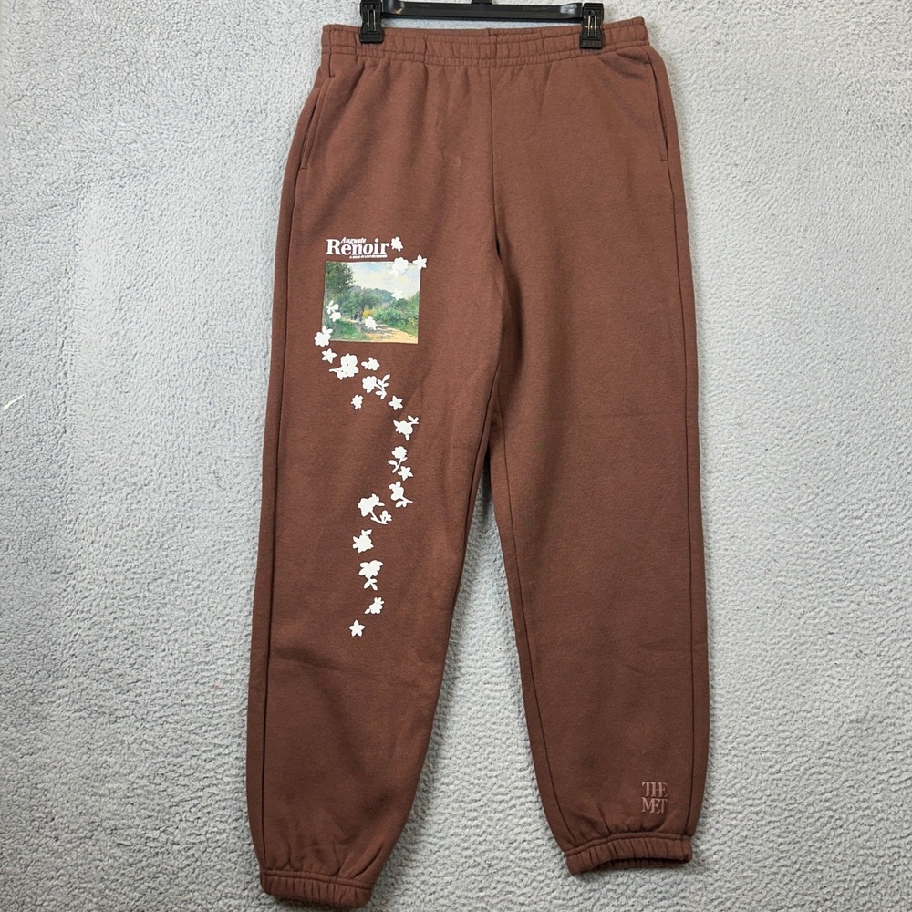 PacSun Sweatpants Women Small The Met Renoir Brown Floral Graphic Jogger EUC